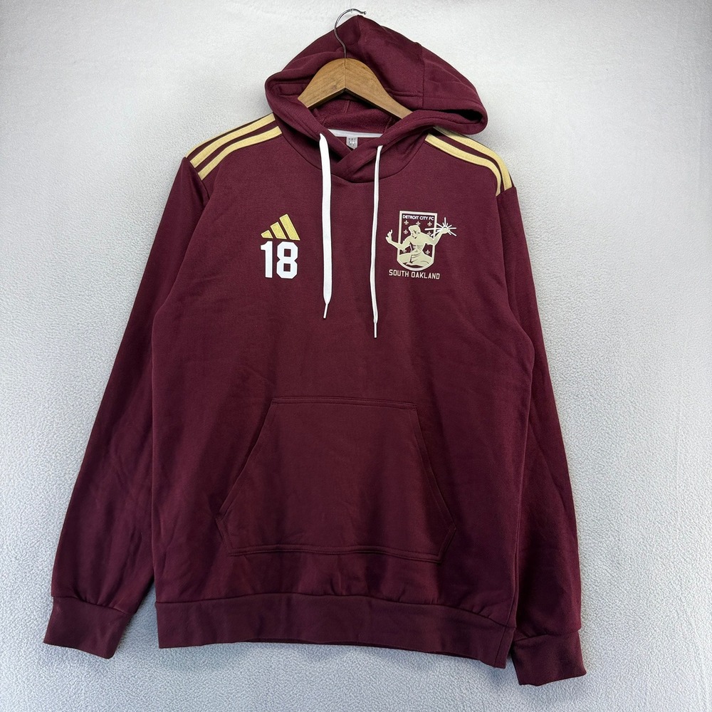 Detroit City FC Hoodie Men's Medium Red Maroon Soccer Training Sweatshirt DCFC